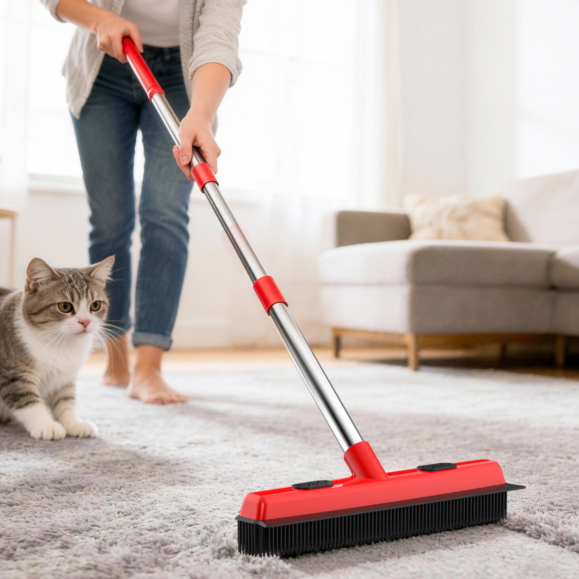 Pet Hair Removal Broom – Carpet & Rug Fur Cleaner